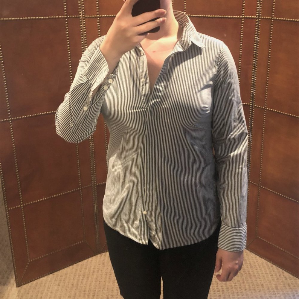 J. Crew Black and White Stripe Button Down